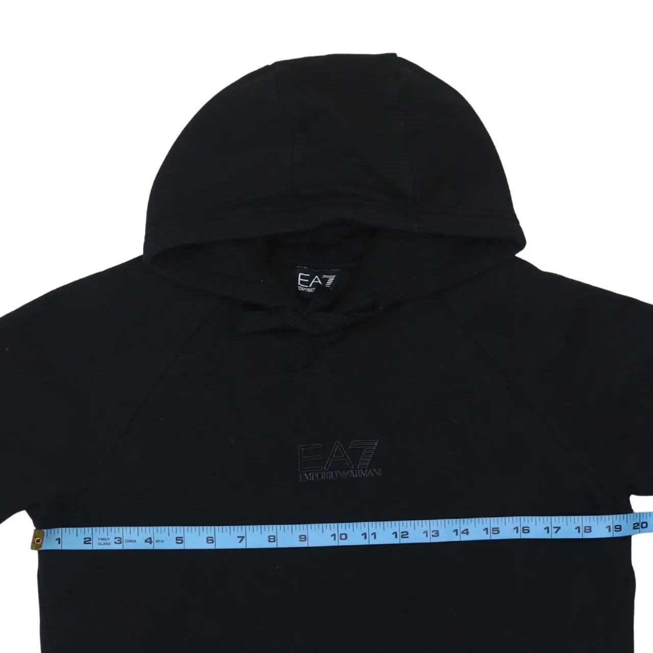 Emporio Armani Black EA7 Hoodie Men's Small Embroidered Chest Logo Fleece Pullover Sweatshirt sold by Vintage Club product image thumbnail 5