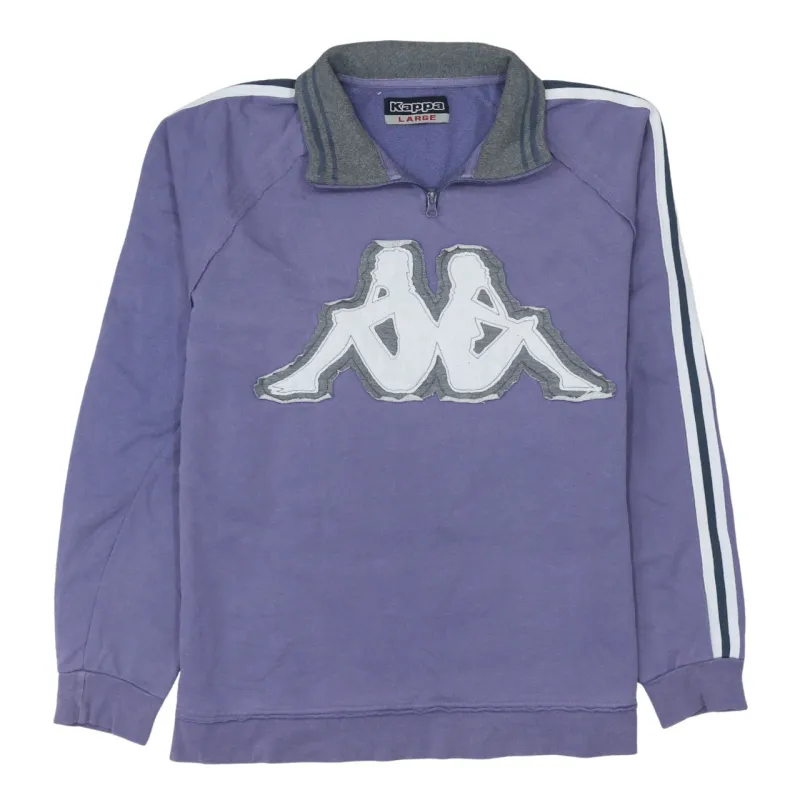 Kappa Purple Quarter Zip Sweatshirt Women’s Large Big Logo Stripe Sleeves Pullover Top sold by Vintage Club
