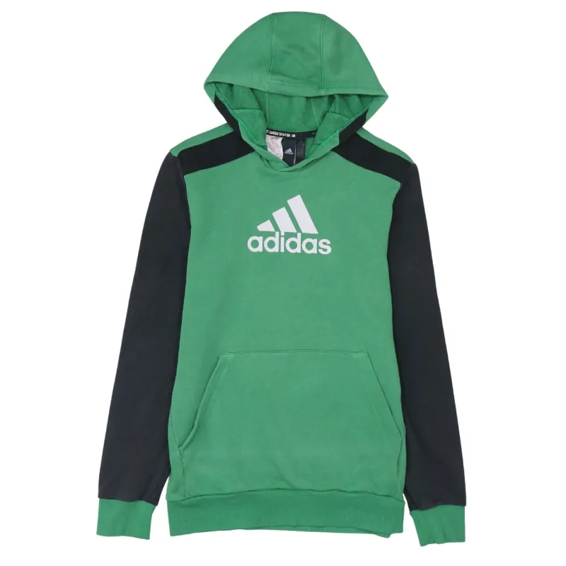 Adidas Green Black Hoodie Women’s XLarge Printed Logo Front Pouch Pullover Sweatshirt made by Adidas