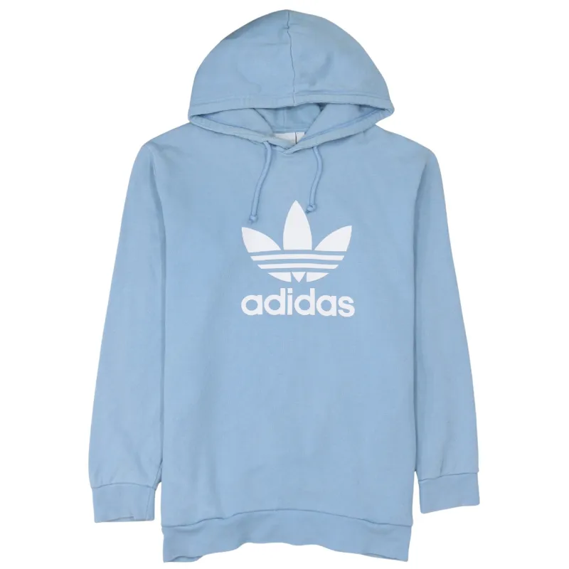 Adidas Light Blue Hoodie Women's Large Printed Trefoil Logo Pullover Sweatshirt Top sold by Vintage Club
