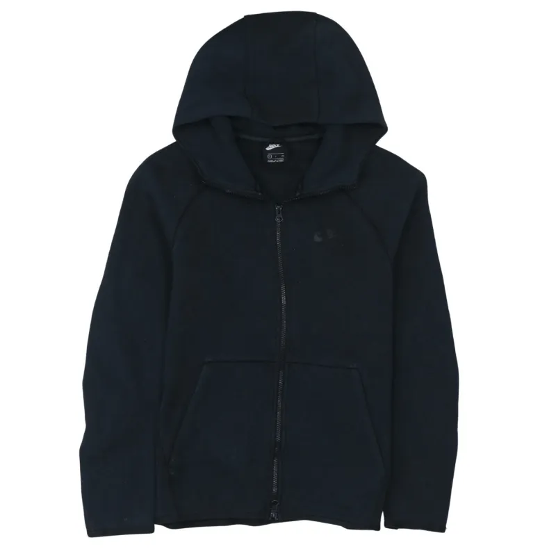 Nike Black Full Zip Hoodie Women’s Small Embroidered Swoosh Split Pocket Fleece Sweatshirt sold by Vintage Club