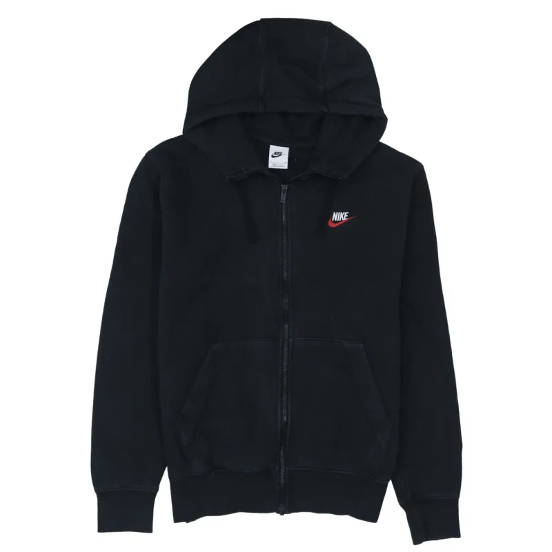 Nike Black Full Zip Hoodie Men’s Small Embroidered Swoosh Logo Split Pocket Sweatshirt sold by Vintage Club