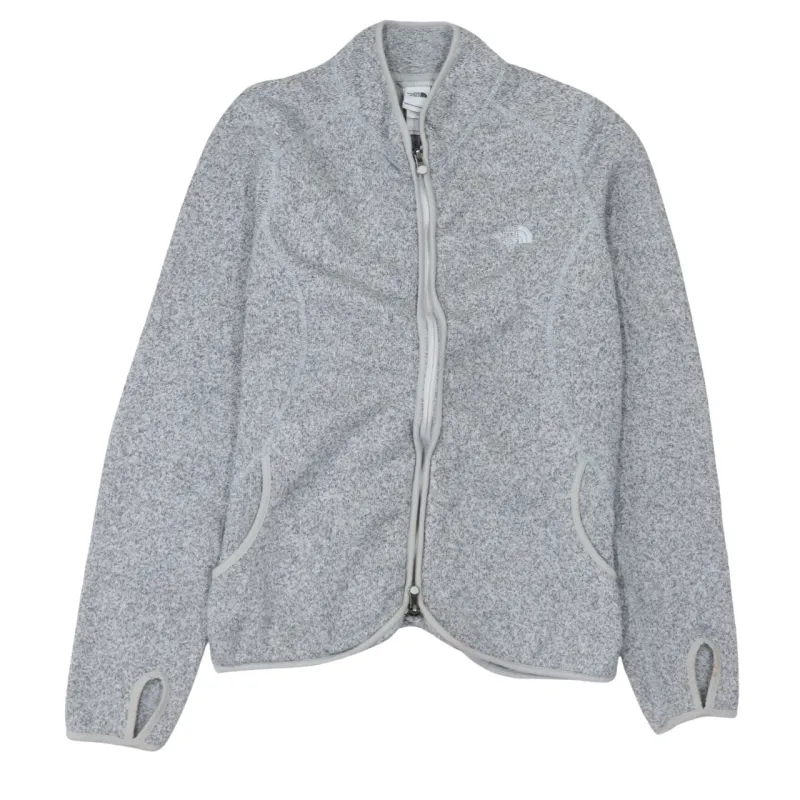 The North Face Light Grey Fleece Jacket Women’s Large Embroidered Logo Zip Pockets sold by Vintage Club