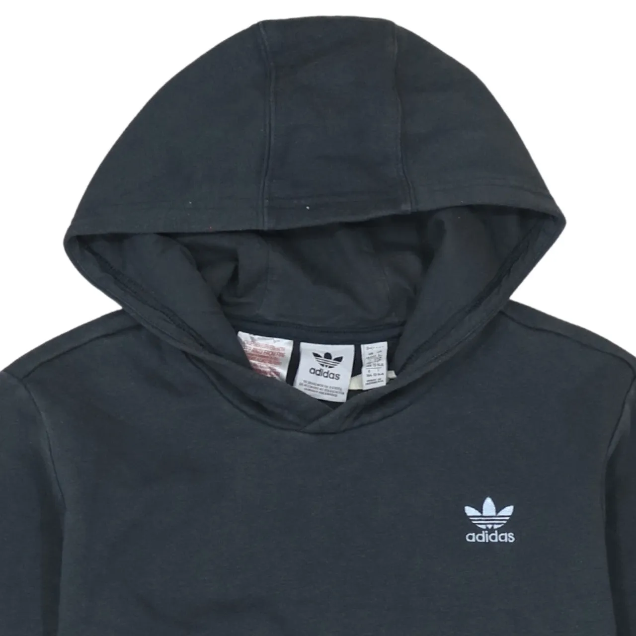 Adidas Black Hoodie Women’s Large Embroidered Trefoil Logo Front Pocket Pullover Sweatshirt sold by Vintage Club product image thumbnail 3