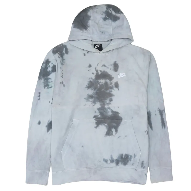 Nike Grey Tie Dye Hoodie Men's XXLarge Embroidered Swoosh Logo Front Pocket Pullover Sweatshirt sold by Vintage Club