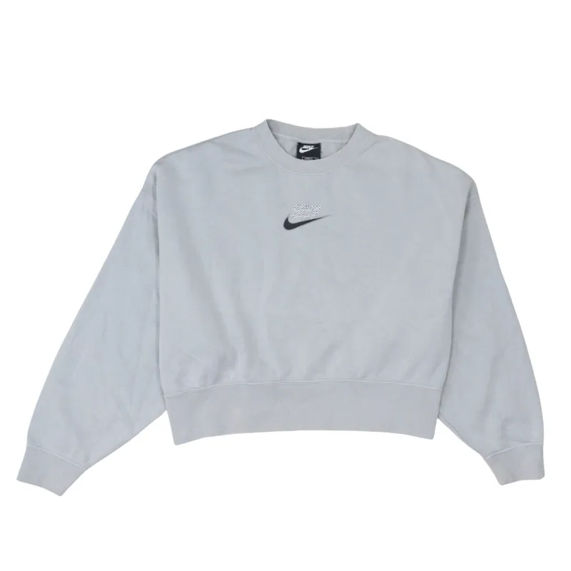 Nike Light Grey Sweatshirt Women’s XSmall Embroidered Swoosh Logo Crewneck Pullover Top made by Nike