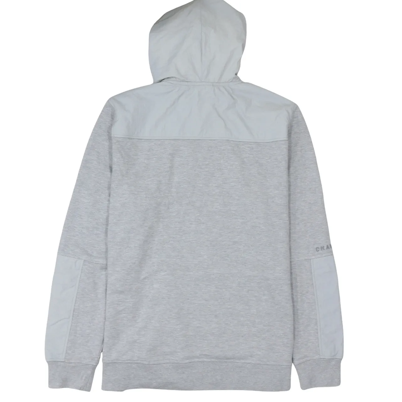Champion Light Grey Hoodie Women's XLarge Embroidered Logos Nylon Panels Pullover Sweatshirt sold by Vintage Club product image thumbnail 2