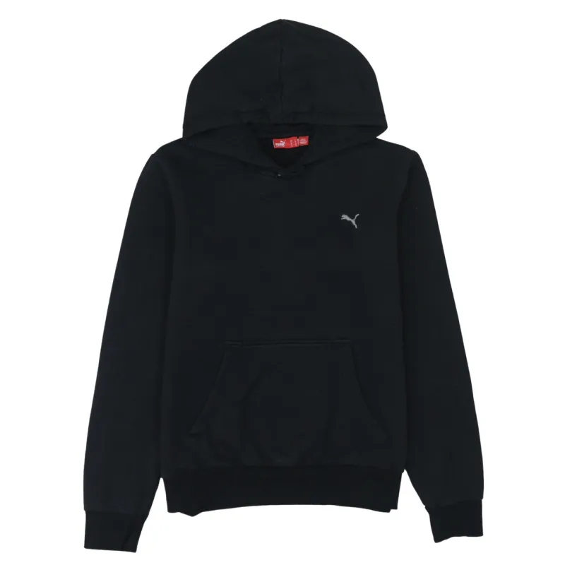 Puma Black Hoodie Women’s Large Small Logo Embroidered Chest Front Pocket Pullover Sweatshirt sold by Vintage Club