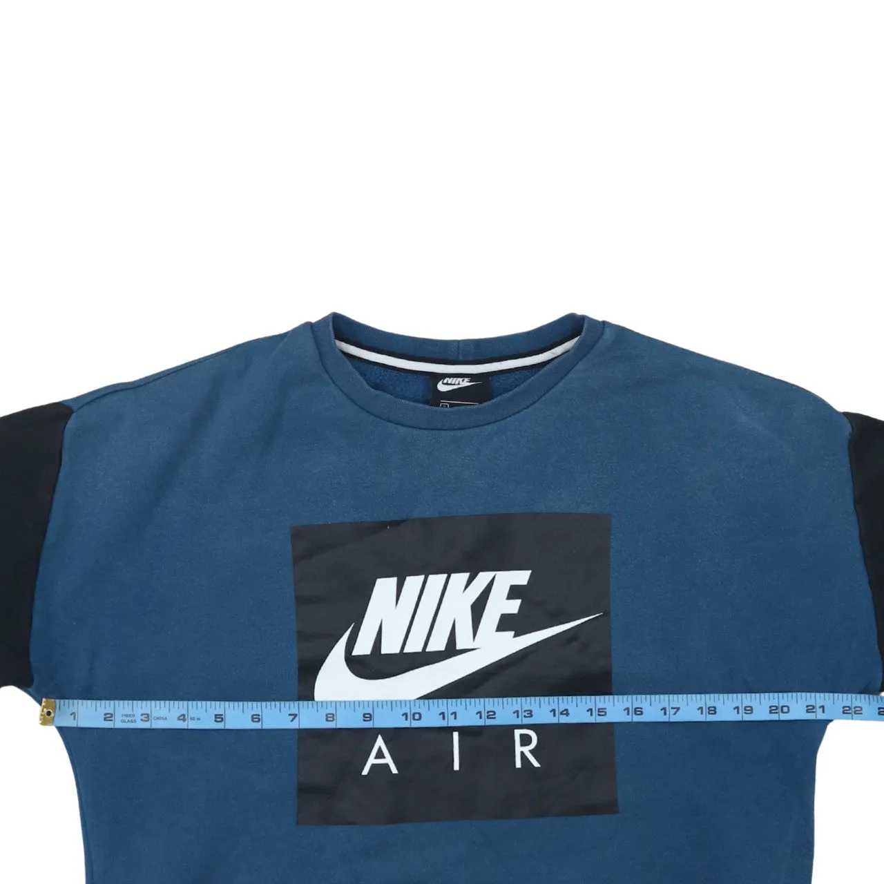 Nike Blue Colour Block Sweatshirt Men's Small Printed Nike Air Logo Pullover Top sold by Vintage Club product image thumbnail 5