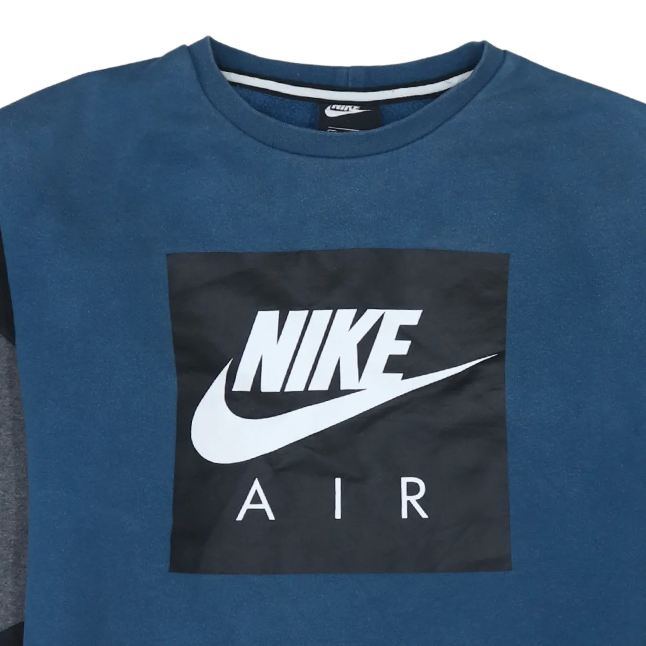 Nike Blue Colour Block Sweatshirt Men's Small Printed Nike Air Logo Pullover Top sold by Vintage Club product image thumbnail 3