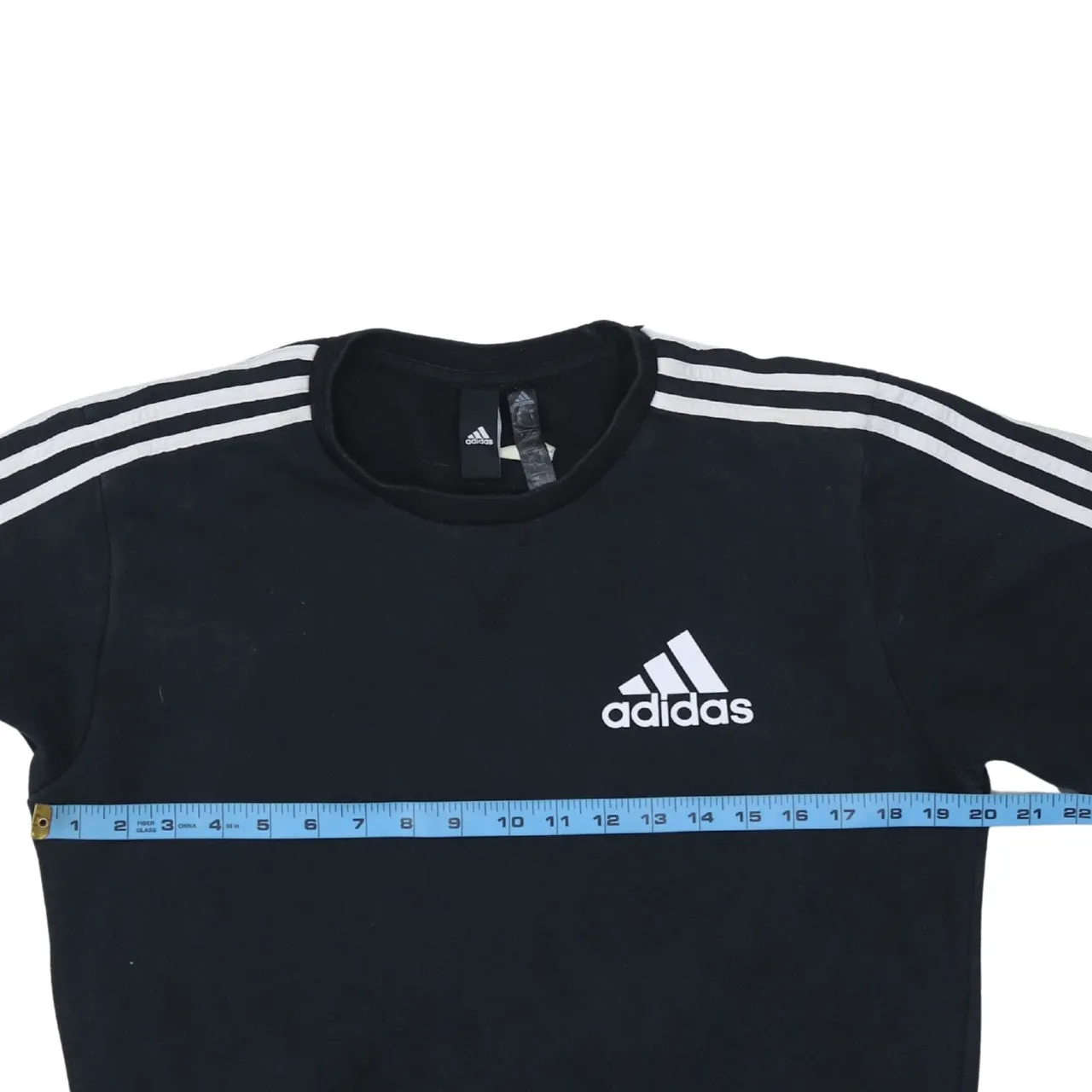 Adidas Black Sweatshirt Men's Small Embroidered Logo Three Stripe Sleeves Pullover Top sold by Vintage Club product image thumbnail 5