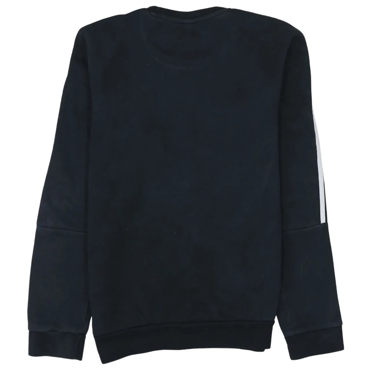 Adidas Black Sweatshirt Men's Small Embroidered Logo Three Stripe Sleeves Pullover Top sold by Vintage Club product image thumbnail 2