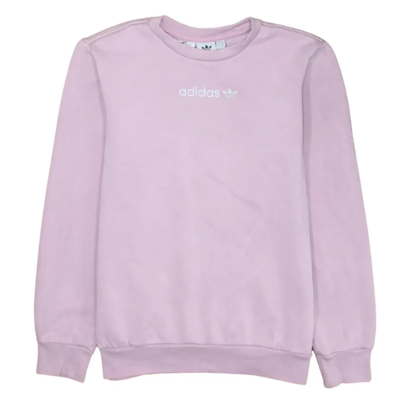 Adidas Light Pink Sweatshirt Women's Large Embroidered Chest Logo Crewneck Pullover Top sold by Vintage Club