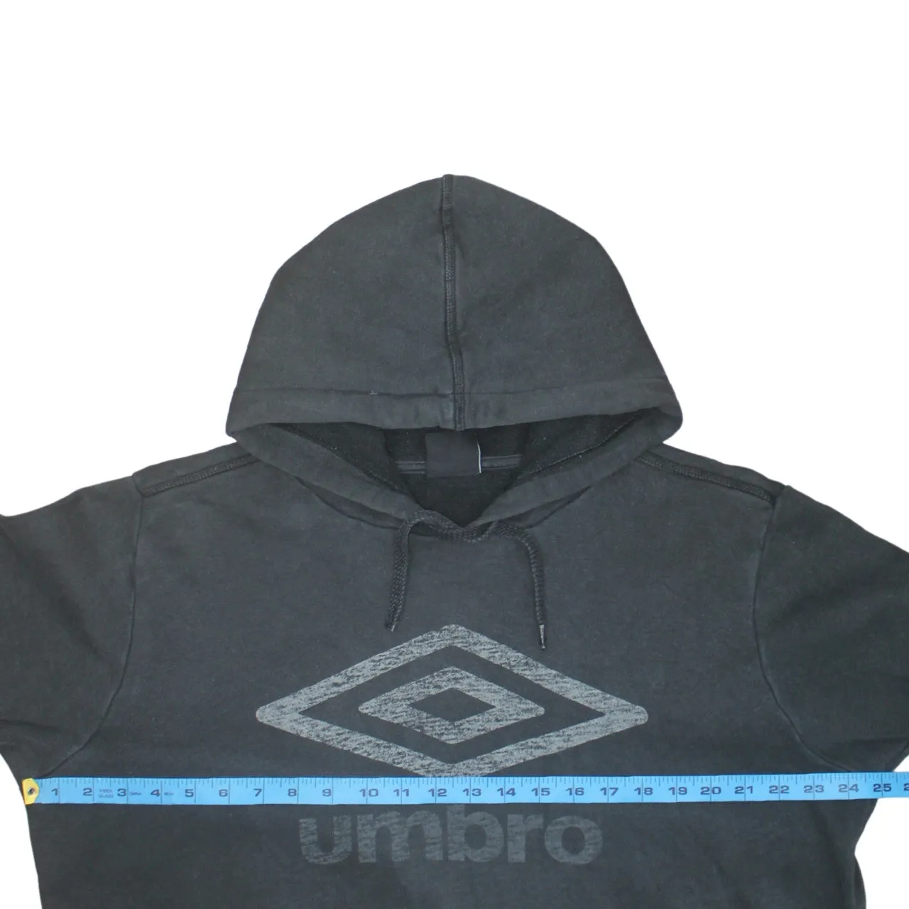 Umbro Faded Black Hoodie Women’s XLarge Printed Chest Logo Drawstring Hood Pullover Sweatshirt sold by Vintage Club product image thumbnail 5