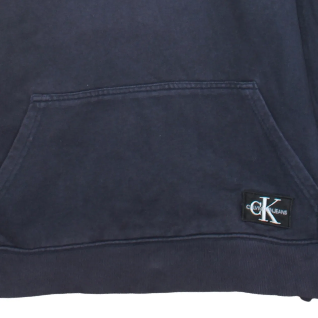 Calvin Klein Navy Blue Hoodie Men's XSmall Small Logo Patch Front Pocket Pullover Sweatshirt sold by Vintage Club product image thumbnail 4