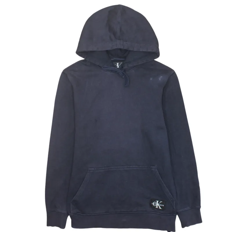 Calvin Klein Navy Blue Hoodie Men's XSmall Small Logo Patch Front Pocket Pullover Sweatshirt sold by Vintage Club