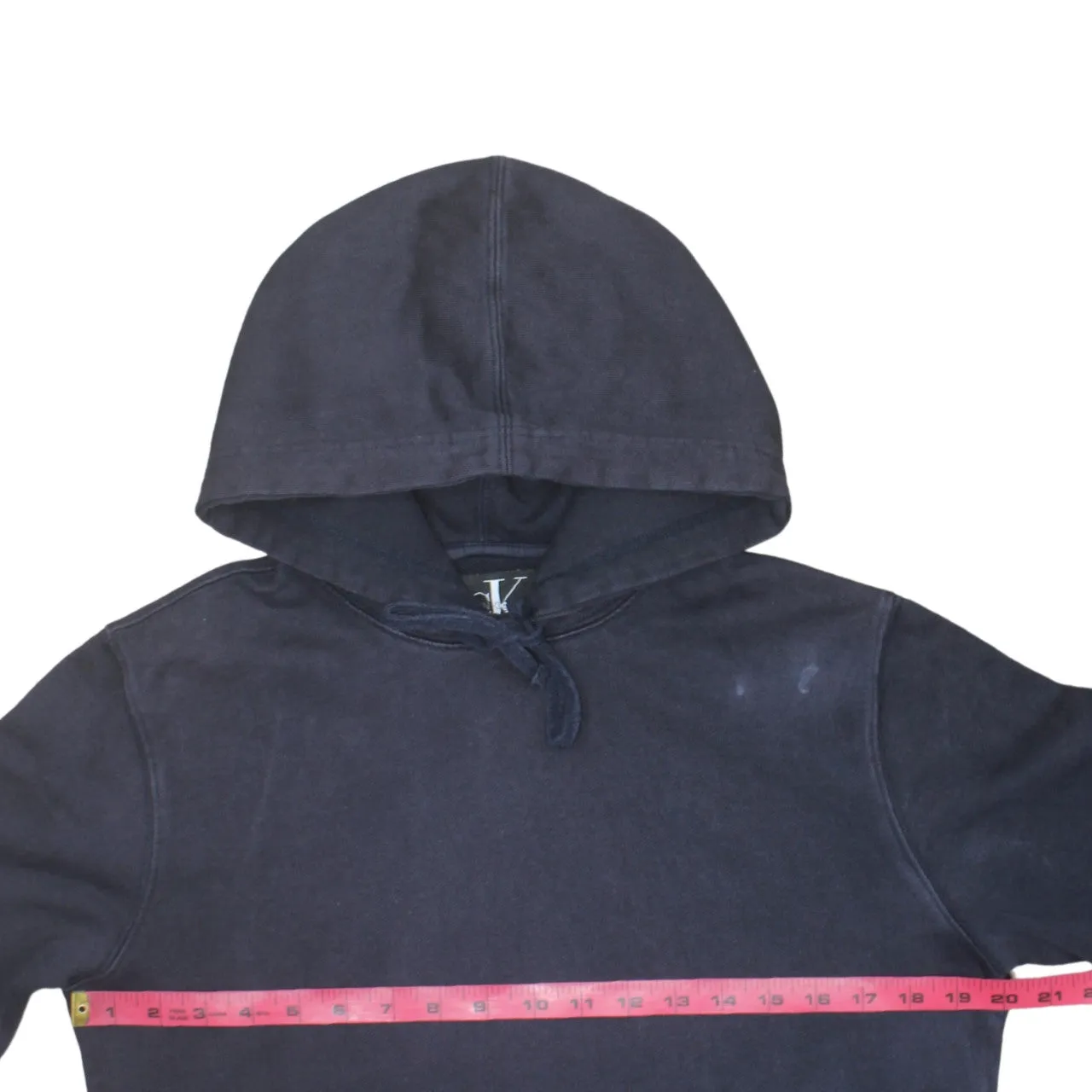 Calvin Klein Navy Blue Hoodie Men's XSmall Small Logo Patch Front Pocket Pullover Sweatshirt sold by Vintage Club product image thumbnail 5