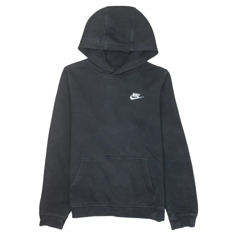 Nike Black Hoodie Women’s XLarge Embroidered Swoosh Chest Front Pocket Pullover Sweatshirt sold by Vintage Club