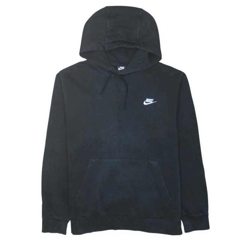 Nike Black Hoodie Men’s Large Embroidered Swoosh Logo Front Pocket Pullover Sweatshirt sold by Vintage Club