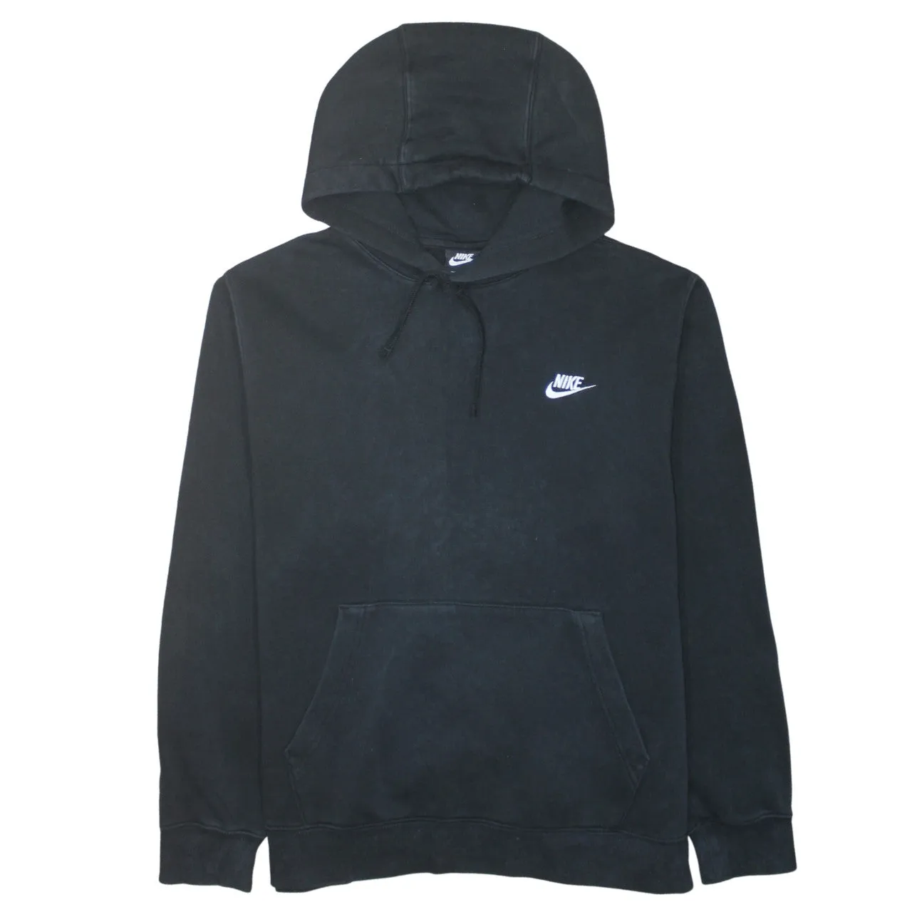 Nike Black Hoodie Men’s Large Embroidered Swoosh Logo Front Pocket Pullover Sweatshirt sold by Vintage Club