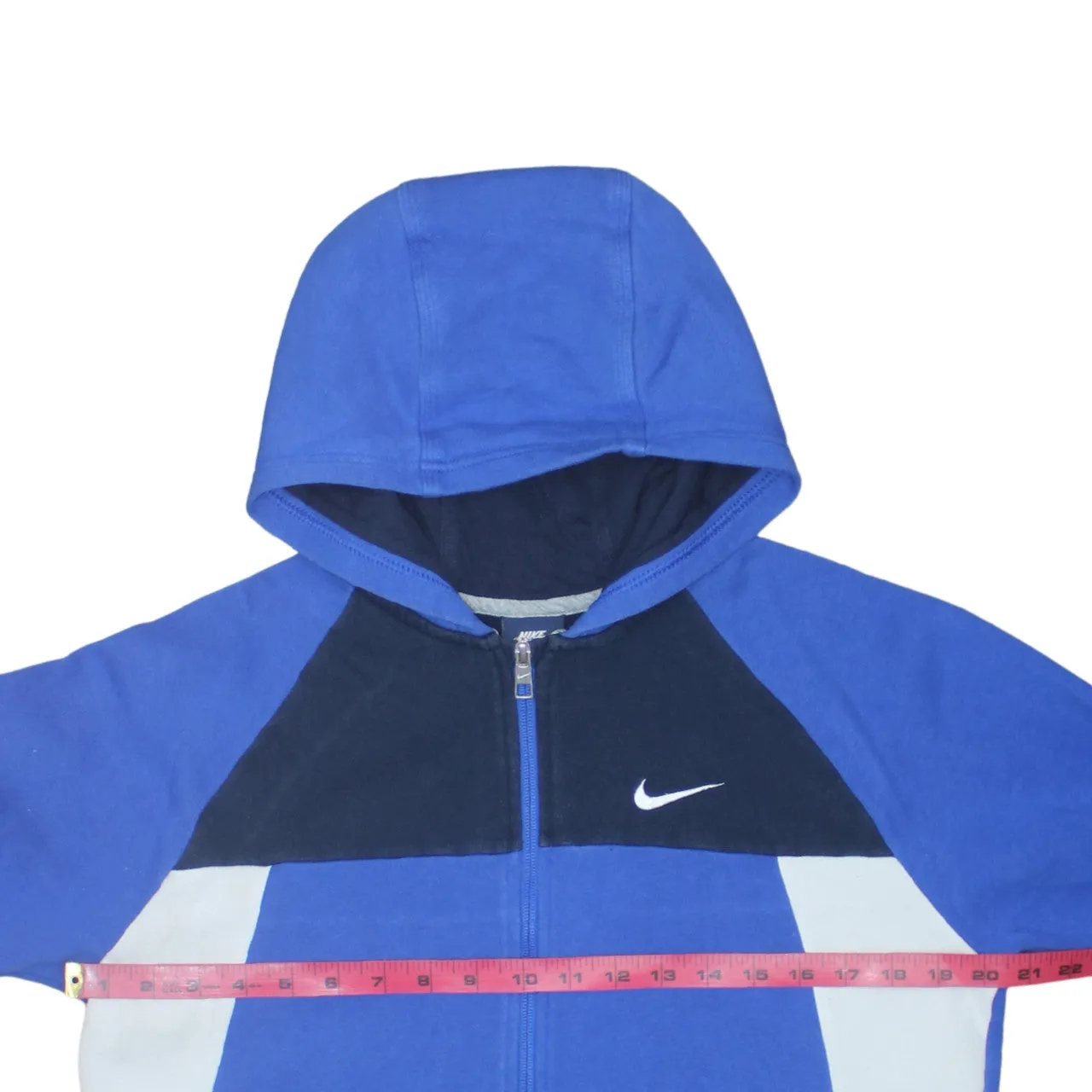 Nike Blue Full Zip Hoodie Women’s XLarge Embroidered Swoosh Colour Block Fleece Sweatshirt sold by Vintage Club product image thumbnail 5