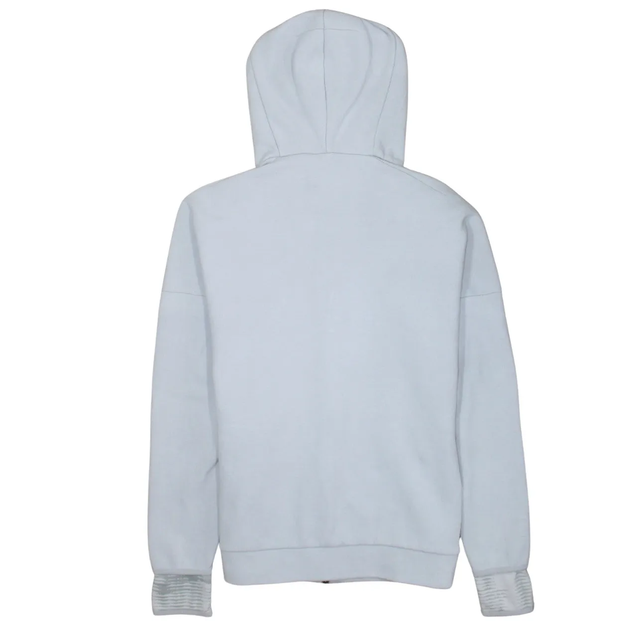 Adidas Light Grey Full Zip Hoodie Women’s Large Printed Sleeve Logo Zip Pockets Sweatshirt sold by Vintage Club product image thumbnail 2