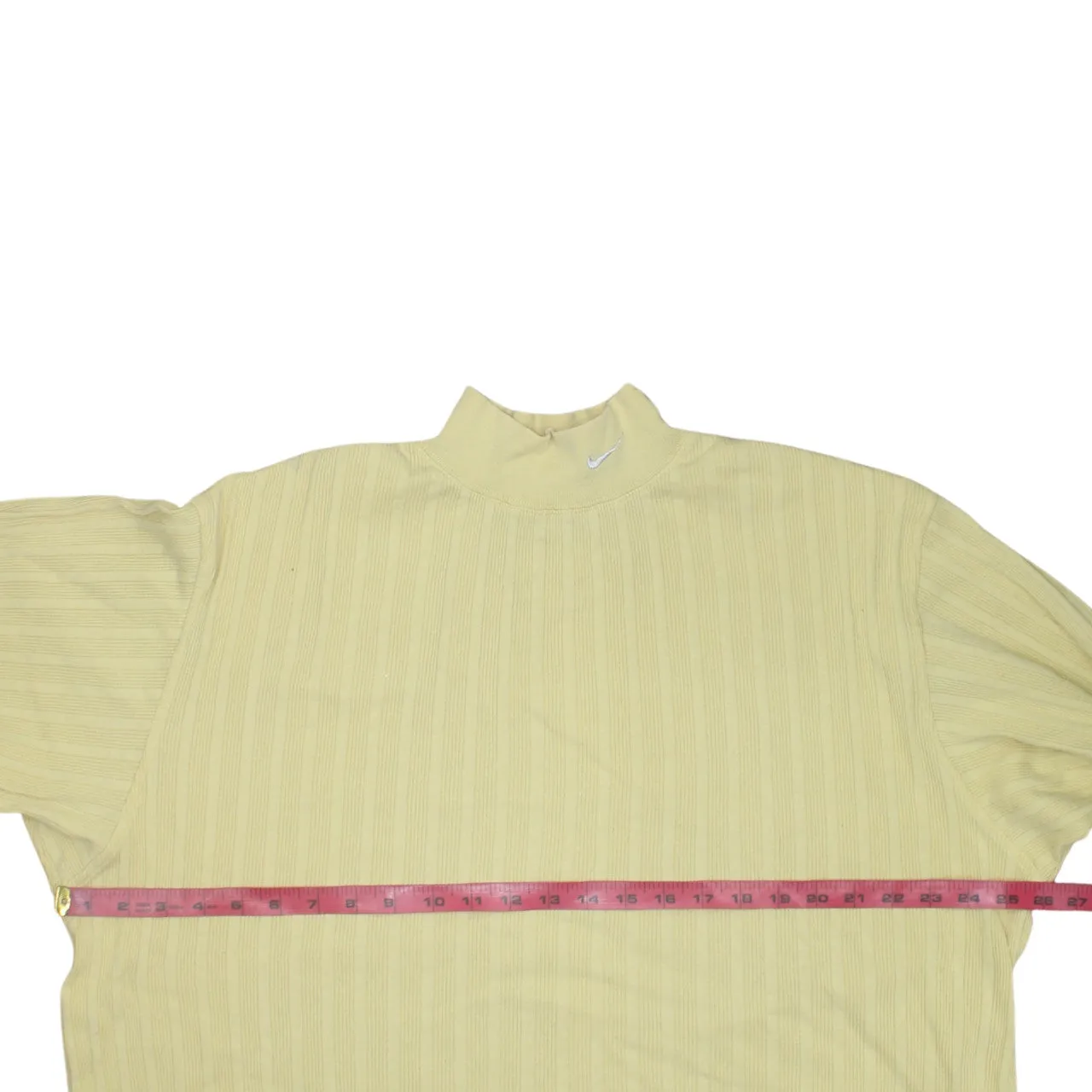 Nike Pale Yellow Mock Neck Jumper Men's XLarge Ribbed Cotton Embroidered Swoosh Sweater sold by Vintage Club product image thumbnail 5