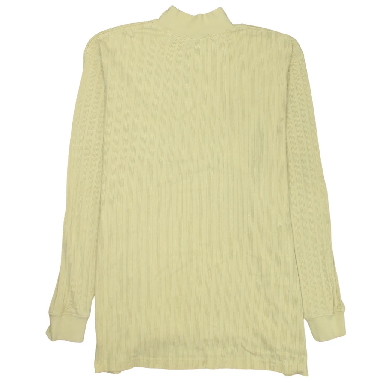 Nike Pale Yellow Mock Neck Jumper Men's XLarge Ribbed Cotton Embroidered Swoosh Sweater sold by Vintage Club product image thumbnail 2