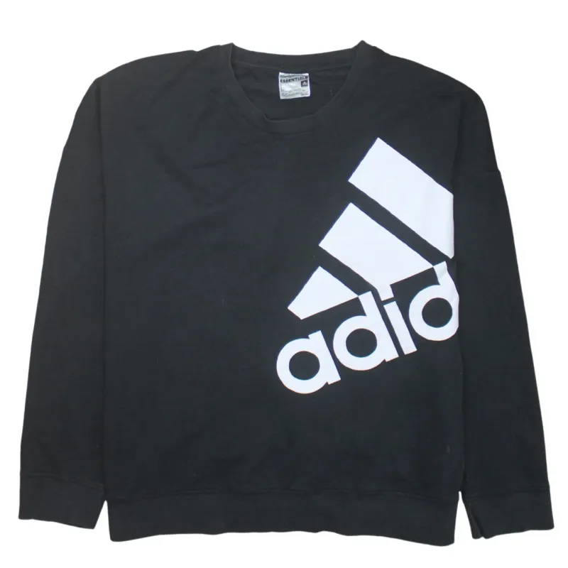 Adidas Black Sweatshirt Women’s Large Printed Big Logo Climalite Crewneck Pullover Top sold by Vintage Club