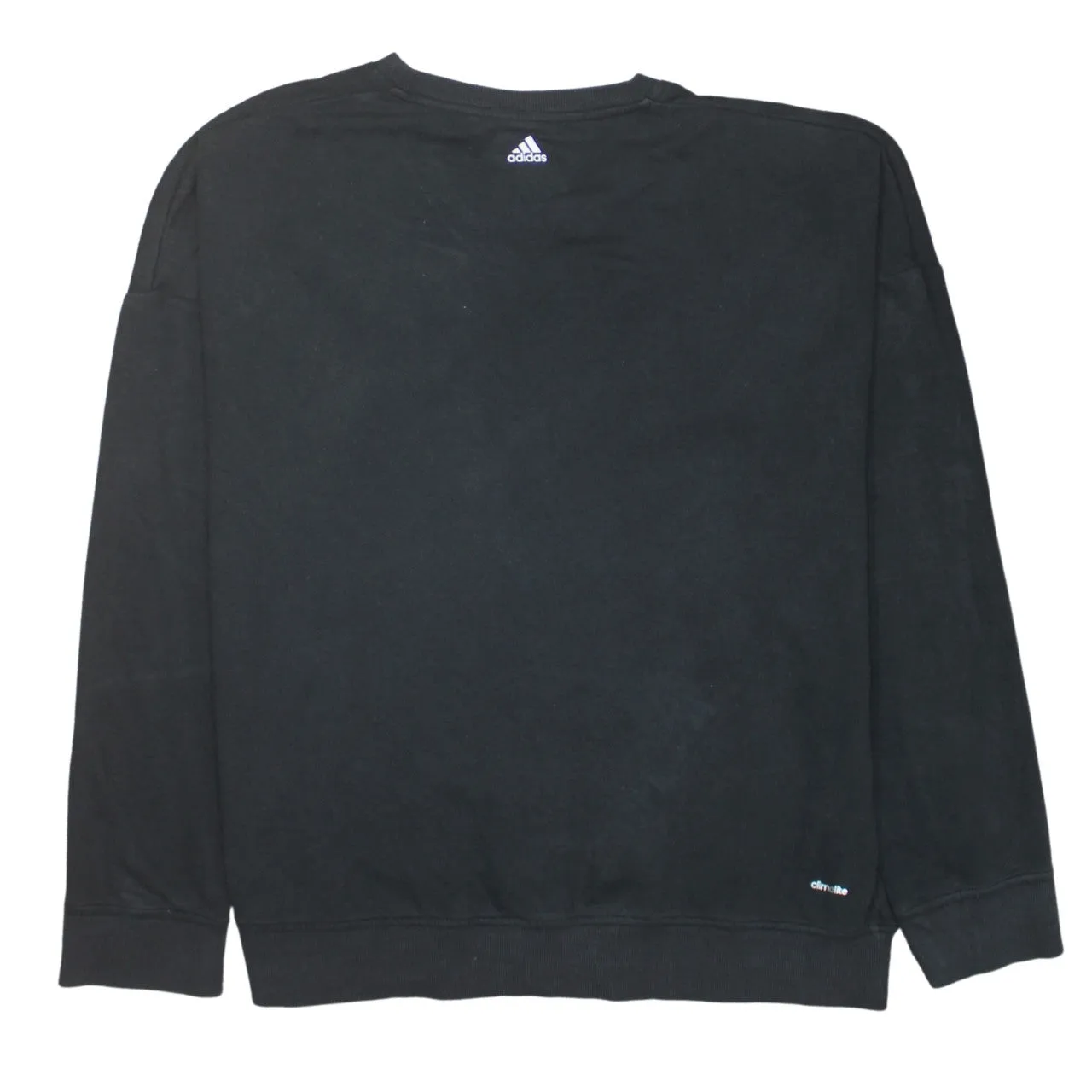 Adidas Black Sweatshirt Women’s Large Printed Big Logo Climalite Crewneck Pullover Top sold by Vintage Club product image thumbnail 2