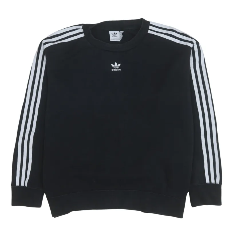 Adidas Black Sweatshirt Women’s XLarge Trefoil Embroidered Logo Three Stripe Sleeves Pullover Top sold by Vintage Club