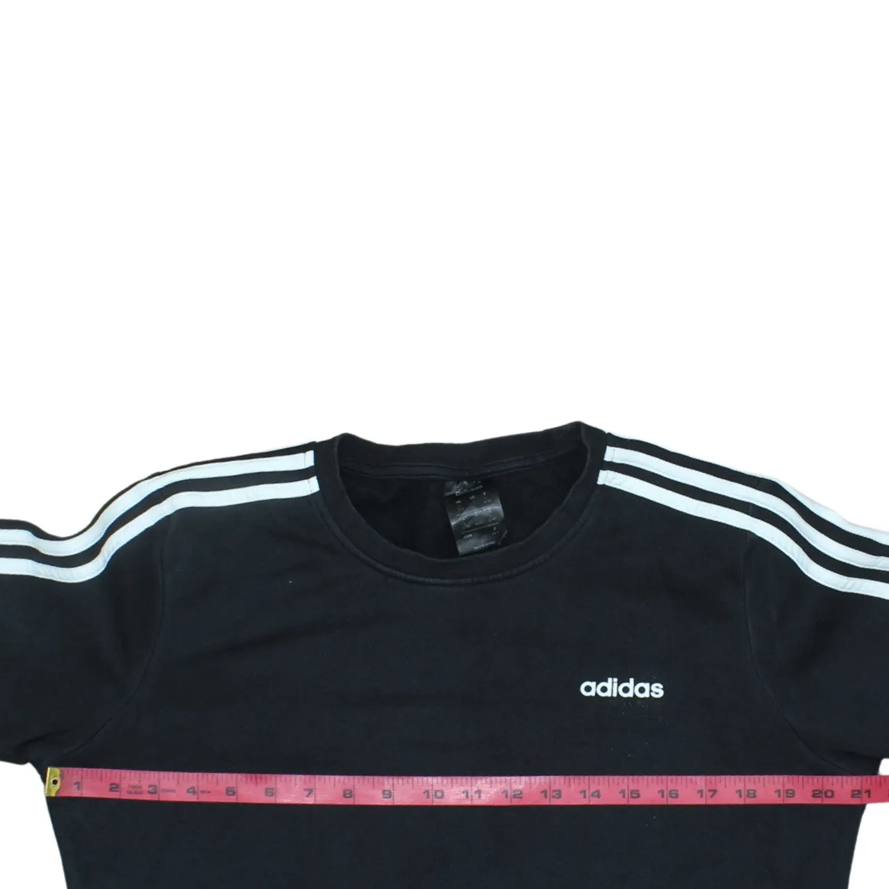 Adidas Black Sweatshirt Women’s Large Embroidered Logo Three Stripe Sleeves Pullover Top sold by Vintage Club product image thumbnail 5