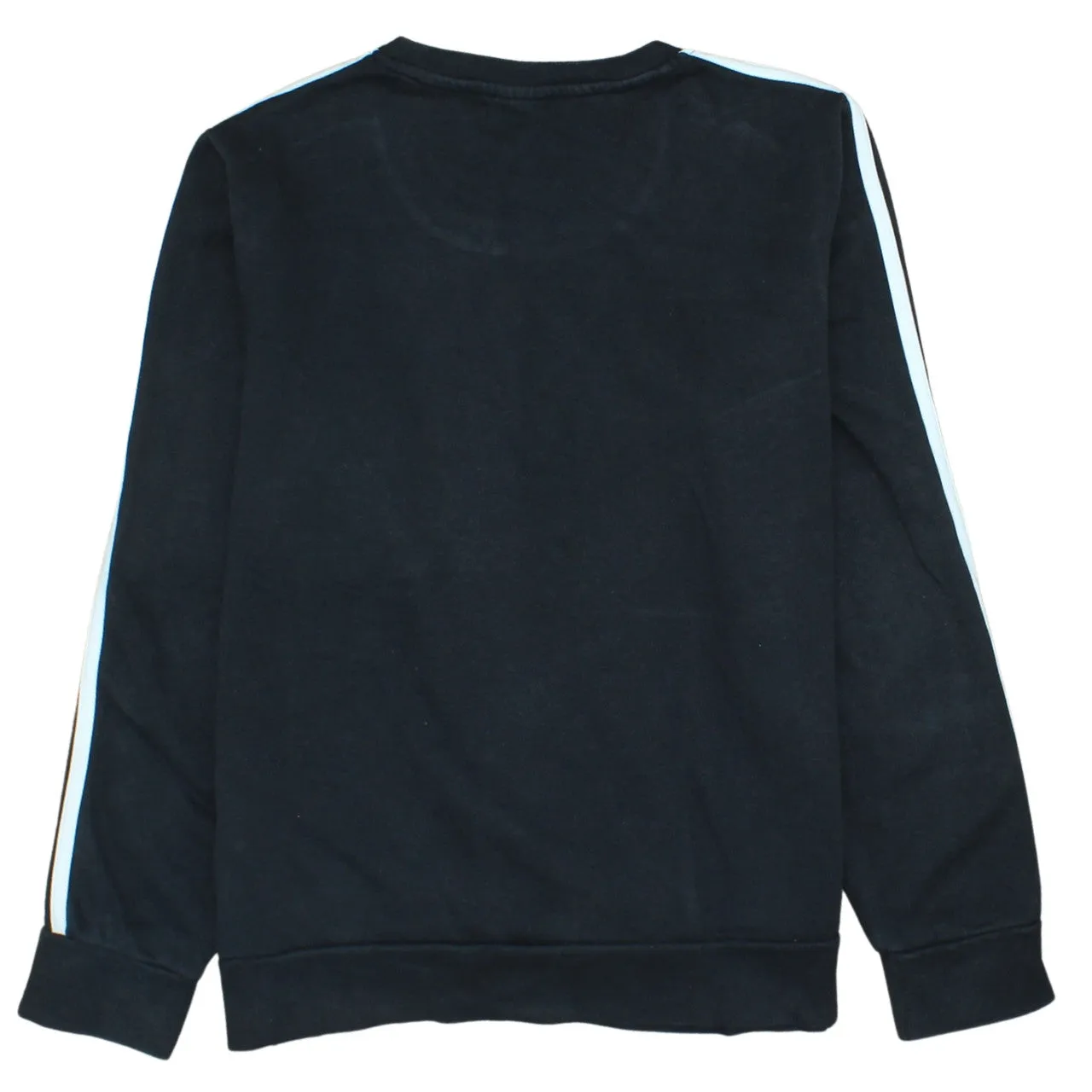 Adidas Black Sweatshirt Women’s Large Embroidered Logo Three Stripe Sleeves Pullover Top sold by Vintage Club product image thumbnail 2