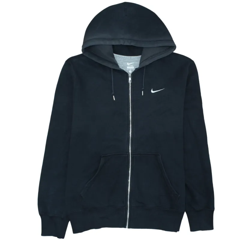 Nike Black Full Zip Hoodie Men's XLarge Embroidered Swoosh Drawstring Pockets Sweatshirt sold by Vintage Club