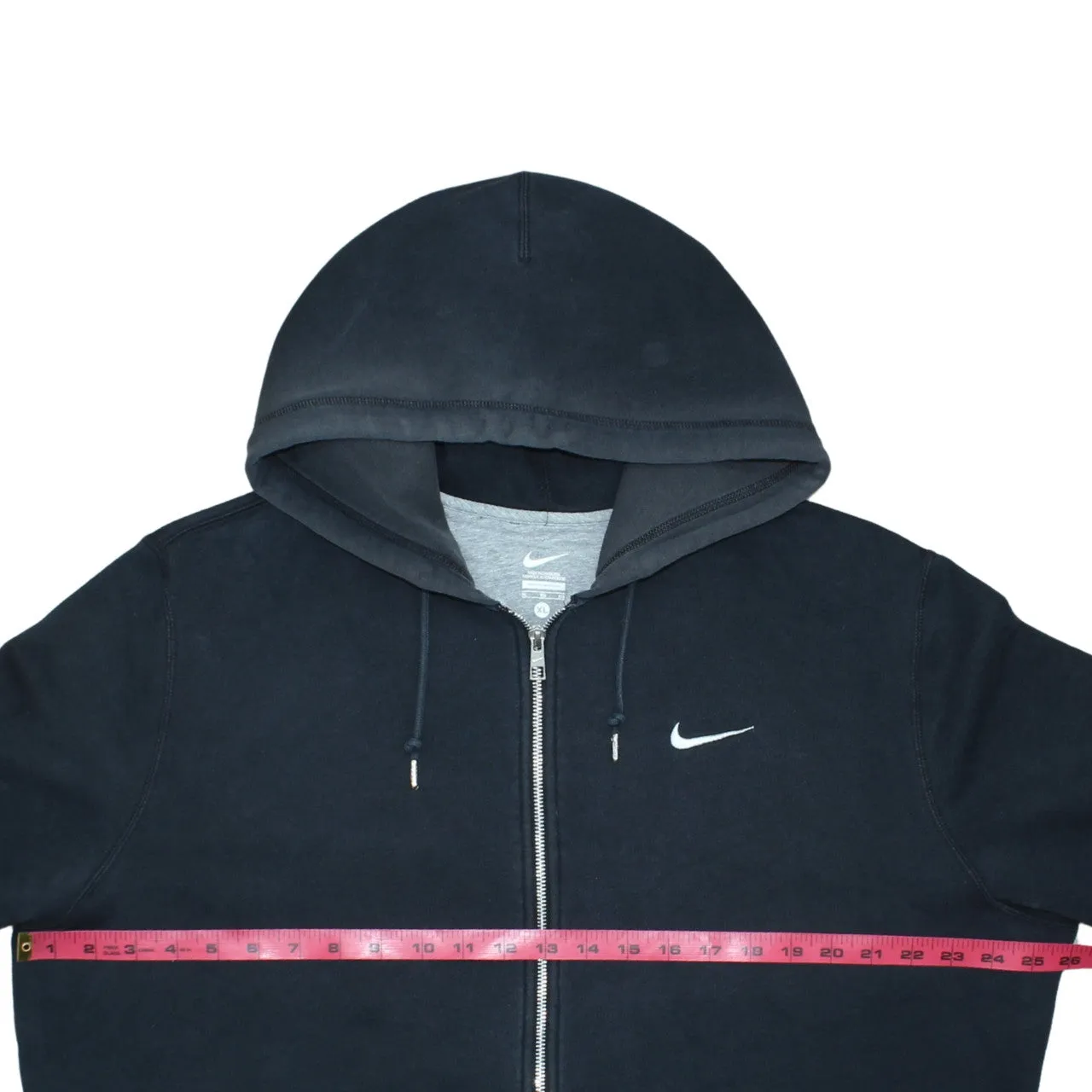 Nike Black Full Zip Hoodie Men's XLarge Embroidered Swoosh Drawstring Pockets Sweatshirt sold by Vintage Club product image thumbnail 5