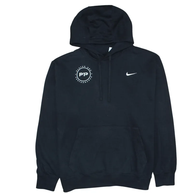 Nike Black Hoodie Men’s XLarge Printed Swoosh Player One Performance Logo Pullover Sweatshirt made by Nike