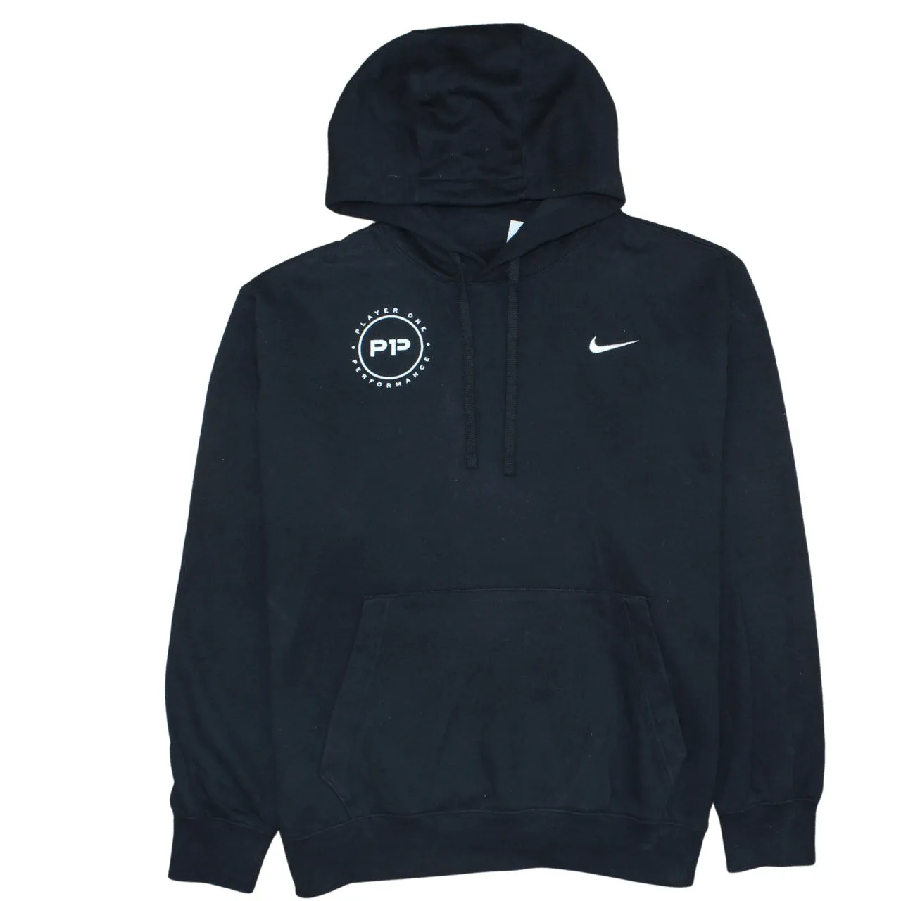 Nike Black Hoodie Men’s XLarge Printed Swoosh Player One Performance Logo Pullover Sweatshirt sold by Vintage Club