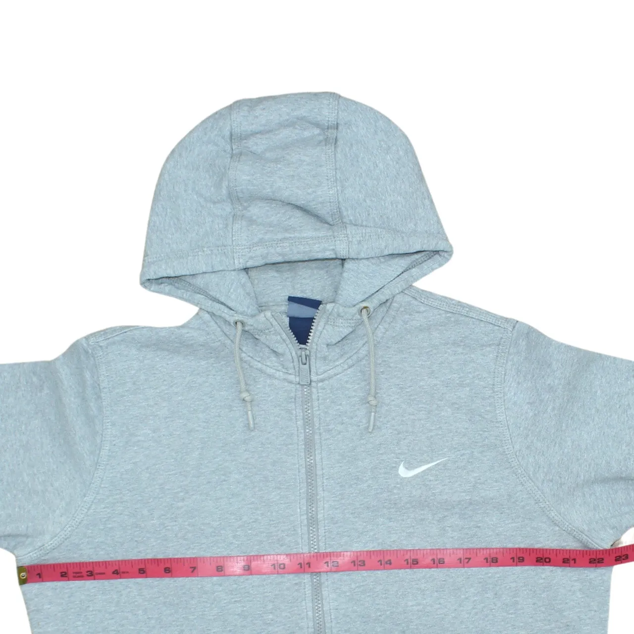Nike Light Grey Zip Hoodie Women's Large Embroidered Swoosh Split Pocket Fleece Top sold by Vintage Club product image thumbnail 5