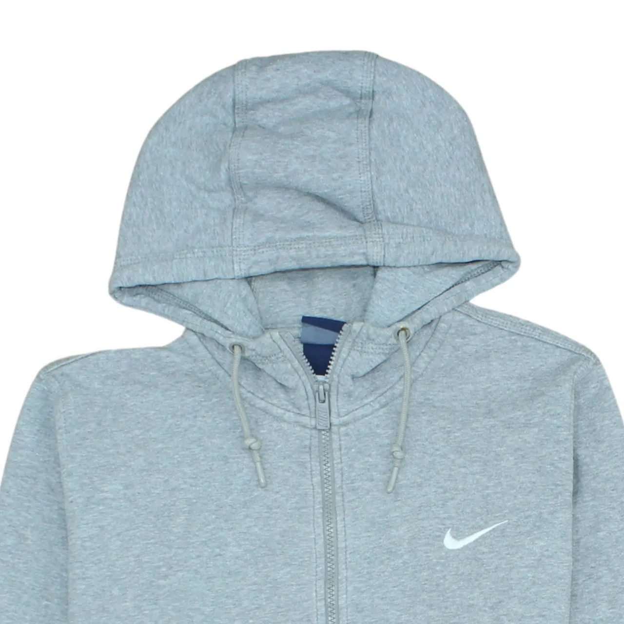 Nike Light Grey Zip Hoodie Women's Large Embroidered Swoosh Split Pocket Fleece Top sold by Vintage Club product image thumbnail 3