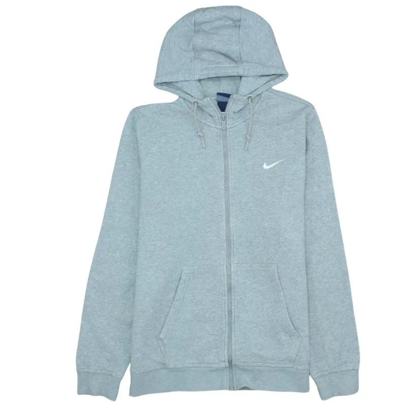 Nike Light Grey Zip Hoodie Women's Large Embroidered Swoosh Split Pocket Fleece Top sold by Vintage Club