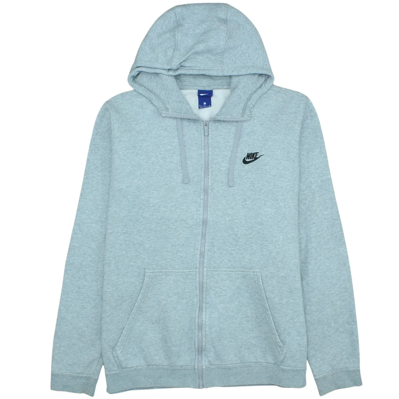 Nike Light Grey Hoodie Women’s XLarge Full Zip Embroidered Swoosh Fleece Lined Sweatshirt sold by Vintage Club