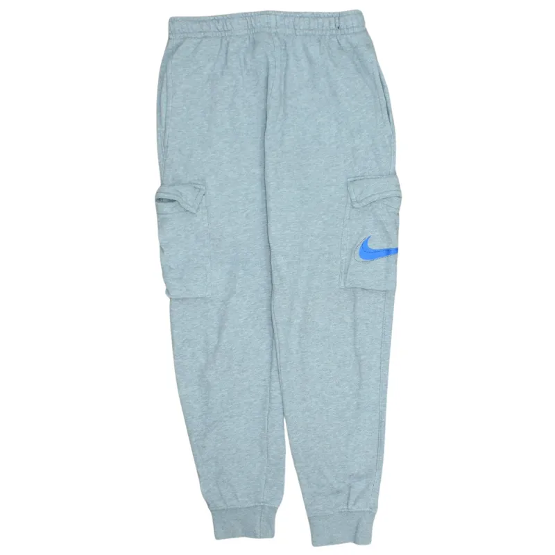 Nike Light Grey Joggers Men's Small Cargo Pockets Blue Printed Swoosh Sweatpants sold by Vintage Club