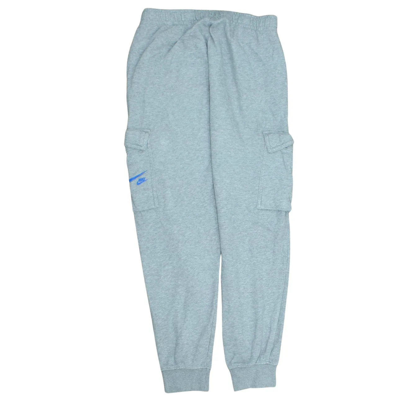 Nike Light Grey Joggers Men's Small Cargo Pockets Blue Printed Swoosh Sweatpants sold by Vintage Club product image thumbnail 2