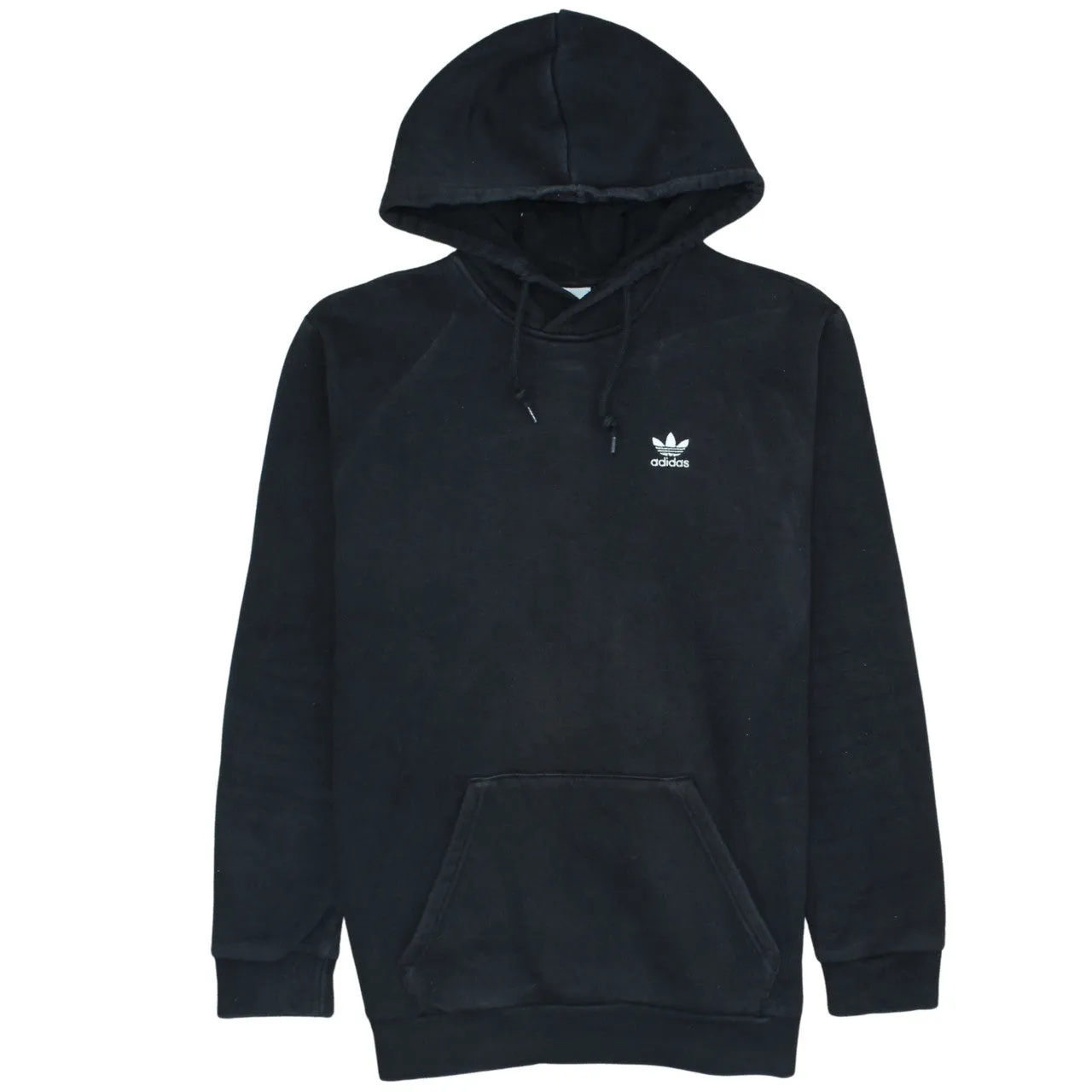 Adidas Black Hoodie Men’s Medium Trefoil Embroidered Logo Drawstring Pullover Sweatshirt sold by Vintage Club