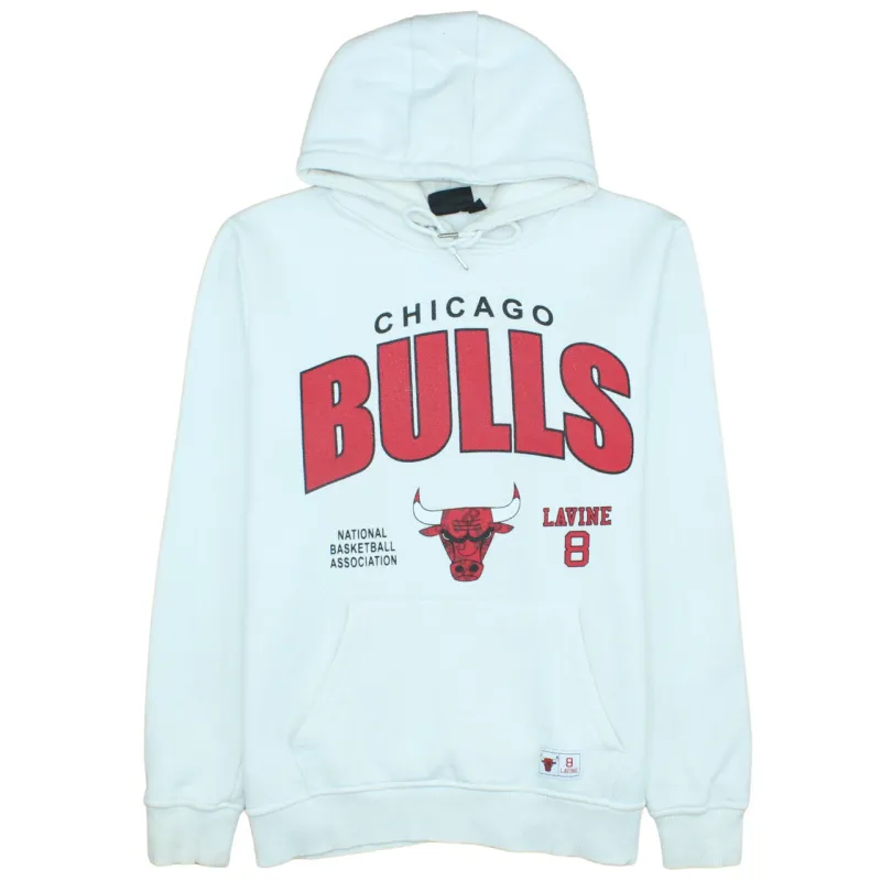 Primark White Chicago Bulls Hoodie Women’s XLarge Printed Lavine 8 Fleece Pullover Sweatshirt sold by Vintage Club