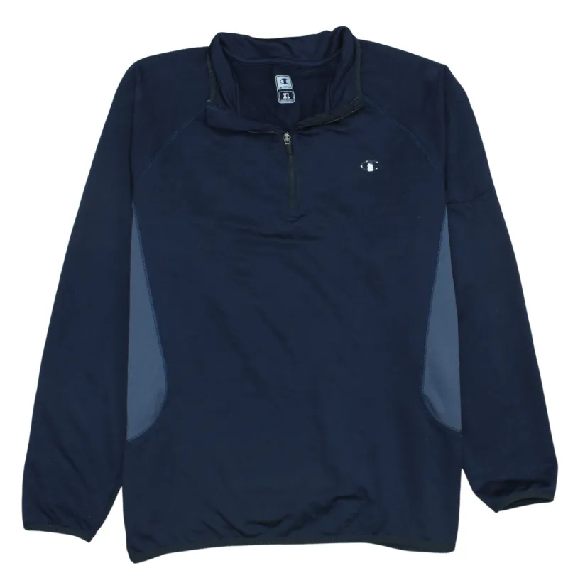 Champion Navy Blue Quarter Zip Sweatshirt Men's XLarge Embroidered Logo Contrast Panels Pullover Top sold by Vintage Club