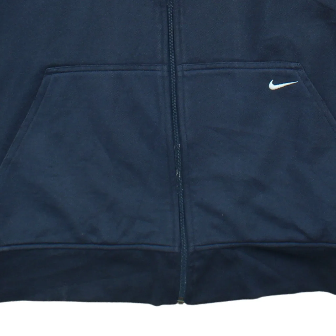 Nike Navy Blue Full Zip Hoodie Men’s XLarge Embroidered Logo Contrast Stripe Sleeves Sweatshirt sold by Vintage Club product image thumbnail 4