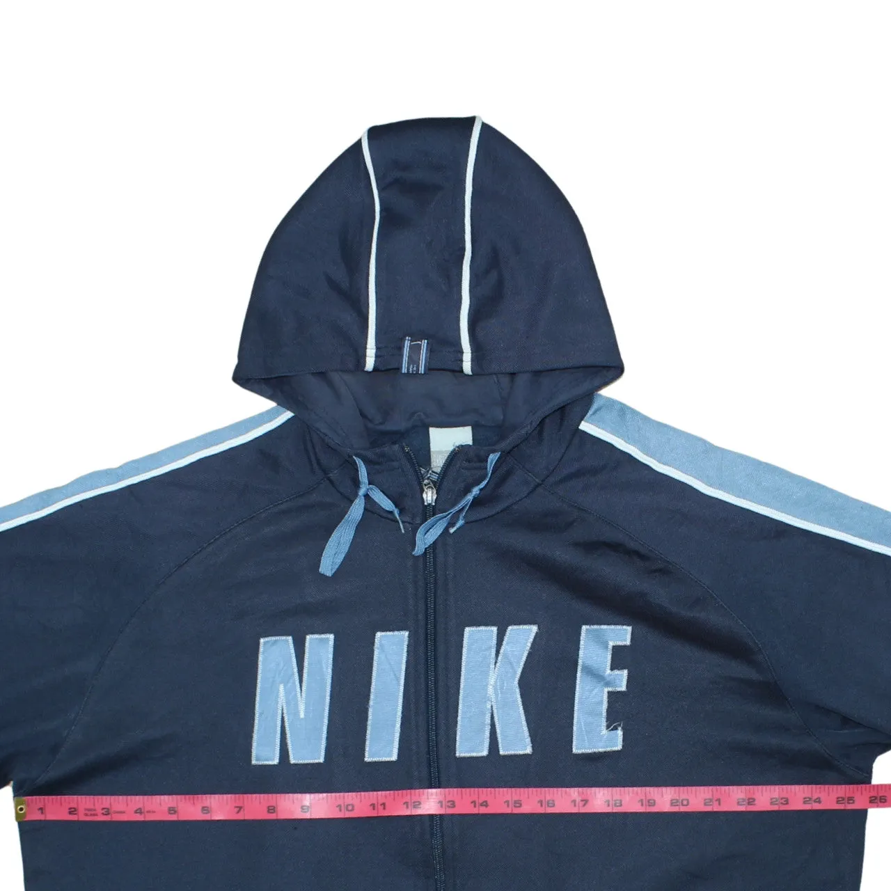 Nike Navy Blue Full Zip Hoodie Men’s XLarge Embroidered Logo Contrast Stripe Sleeves Sweatshirt sold by Vintage Club product image thumbnail 5