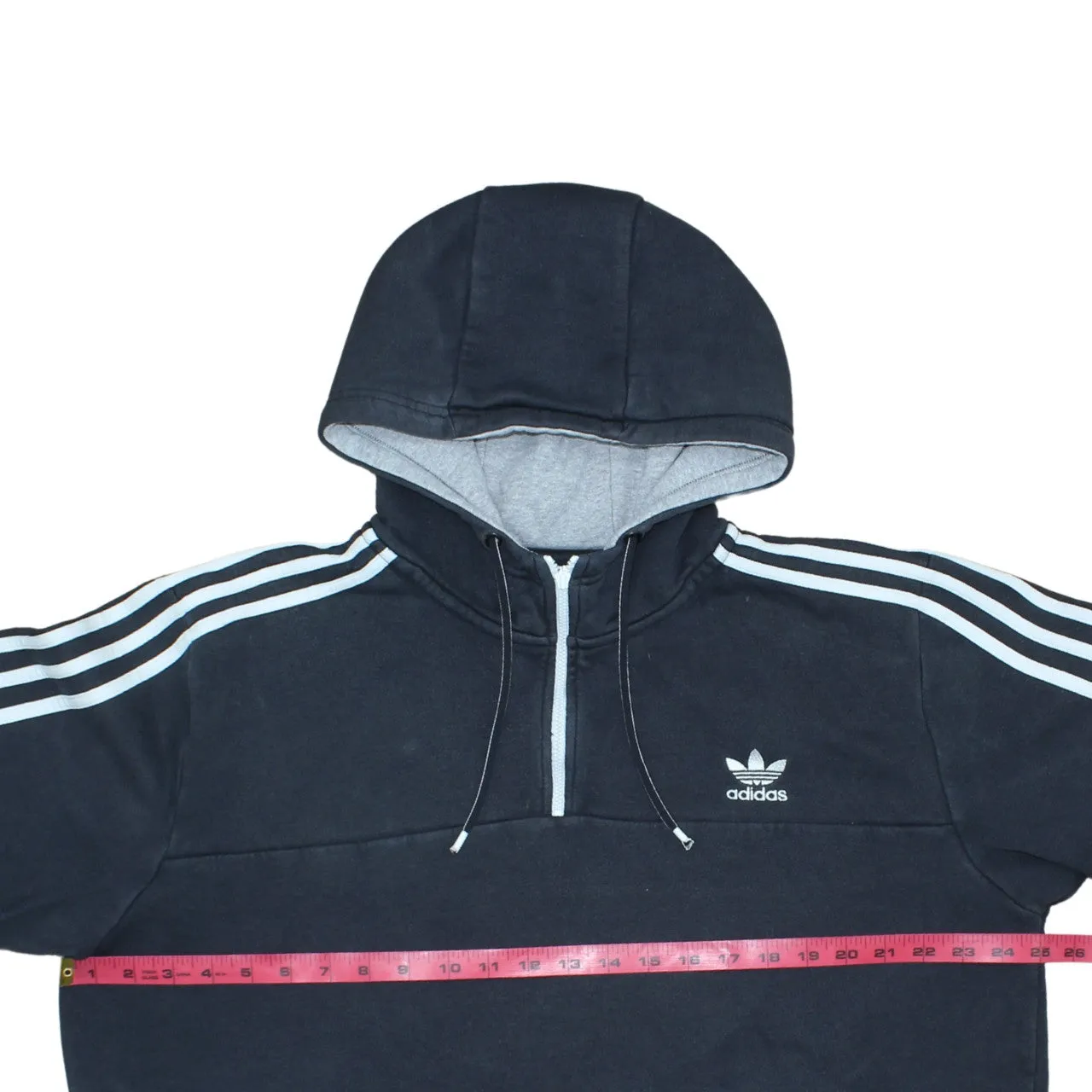 Adidas Black Hoodie Women’s XLarge Trefoil Embroidered Logo Three Stripe Half Zip Pullover sold by Vintage Club product image thumbnail 5