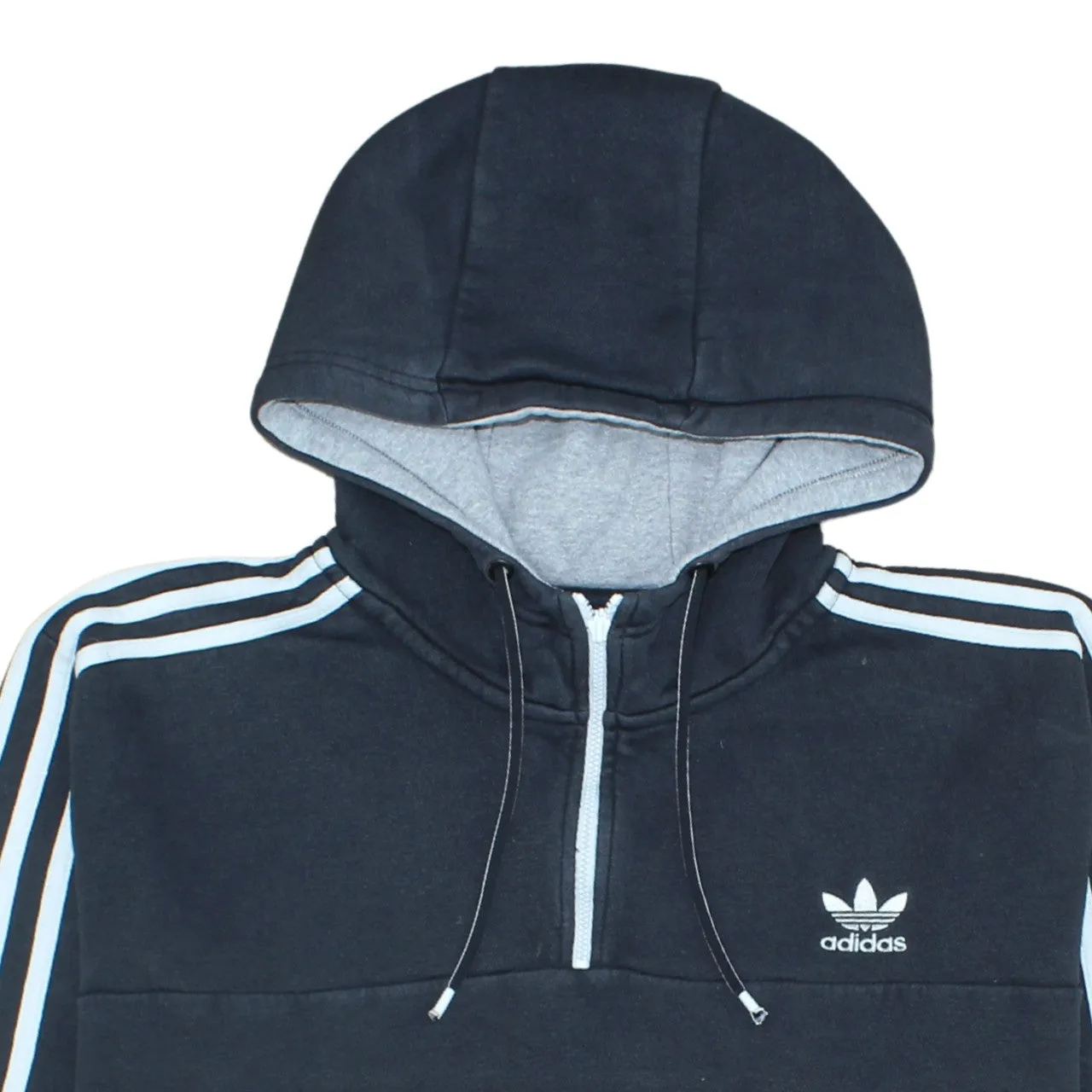 Adidas Black Hoodie Women’s XLarge Trefoil Embroidered Logo Three Stripe Half Zip Pullover sold by Vintage Club product image thumbnail 3